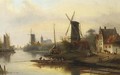 A riverlandscape with a windmill - Jan Jacob Coenraad Spohler