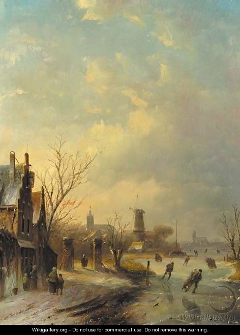 A winter landscape with skaters - Jan Jacob Coenraad Spohler