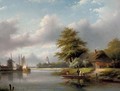 A river crossing in summer - Jan Jacob Coenraad Spohler