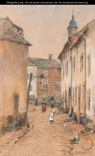 Villagers in a street - Jan Hillebrand Wijsmuller