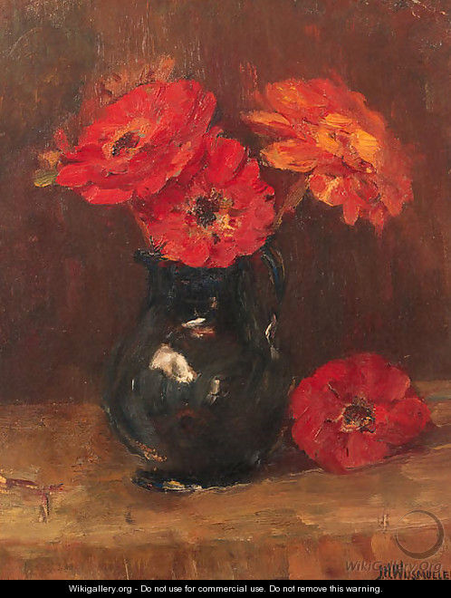 Flowers in a vase - Jan Hillebrand Wijsmuller