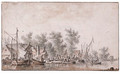 A Village Harbour along a River - Jan van Goyen
