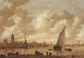 A view of Gorinchem with shipping on the Rhine in the foreground - Jan van Goyen