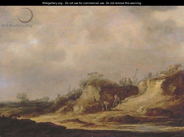 A dune landscape with herdsman tending their cattle - Jan van Goyen