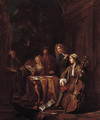 Elegant company making music on a terrace - Jan Josef, the Elder Horemans