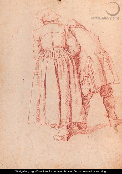 A woman standing supporting a man on her right - Jan Josef, the Elder Horemans