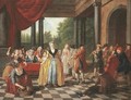 Elegant company dancing and feasting on a terrace - Jan Jozef, the Younger Horemans