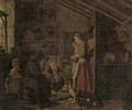 A gentleman eating oysters in a kitchen - Jan Jozef, the Younger Horemans