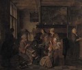 A family drinking tea at table in an interior - Jan Jozef, the Younger Horemans