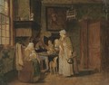 A family at a table in an interior - Jan Jozef, the Younger Horemans