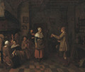Peasants making music and dancing in an interior - Jan Josef, the Elder Horemans