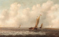 A Dutch kaag and other shipping in choppy seas - Jan Porcellis