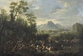 Travellers and peasants on horse and wagons ambushed on a countryroad - Joseph van Bredael