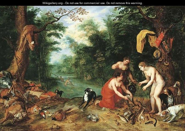 Diana and her nymphs inspecting their catch after the hunt - Jan, the Younger Brueghel