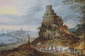 A coastal landscape with fishermen with their catch by a ruined tower - Jan, the Younger Brueghel