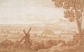 An extensive panoramic landscape with a windmill - Jan Baptist Weenix