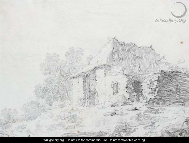 A cottage by a copse - Jan Baptist Weenix