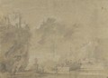 An italianate landscape with a ferry crossing - Jan Asselijn