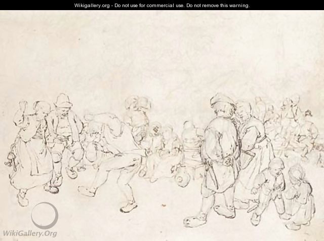 Peasants dancing at a village feast - Jan Hendrick van Grootvelt