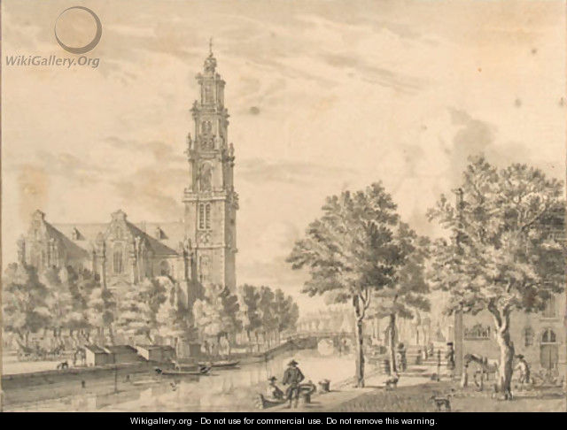 The Westerkerk on the Prinsengracht, Amsterdam, seen from the corner of the Bloemgracht - Jan De Beyer