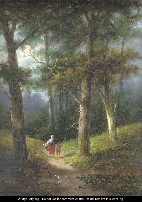 Figures in a wooded landscape - Jan Evert Morel