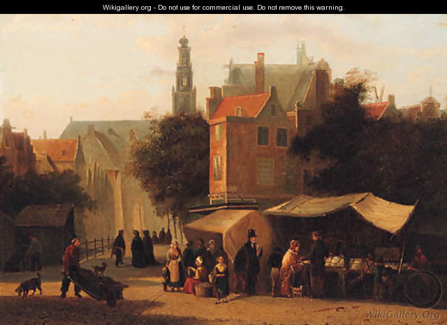Market Day in a Dutch Town - Johannes Hermanus Koekkoek