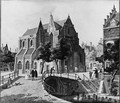 Figures near a Gothic Church in a Town - Jan Hendrik Verheyen
