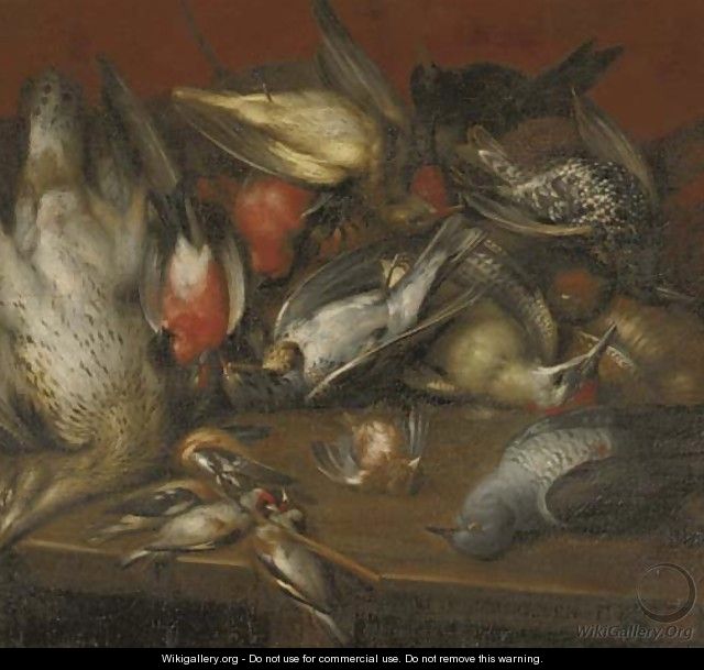 A hunting still life with a sparrow - Jan Hans Verhoeven