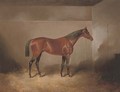 A bay hunter in a stable - James Scott Kinnear
