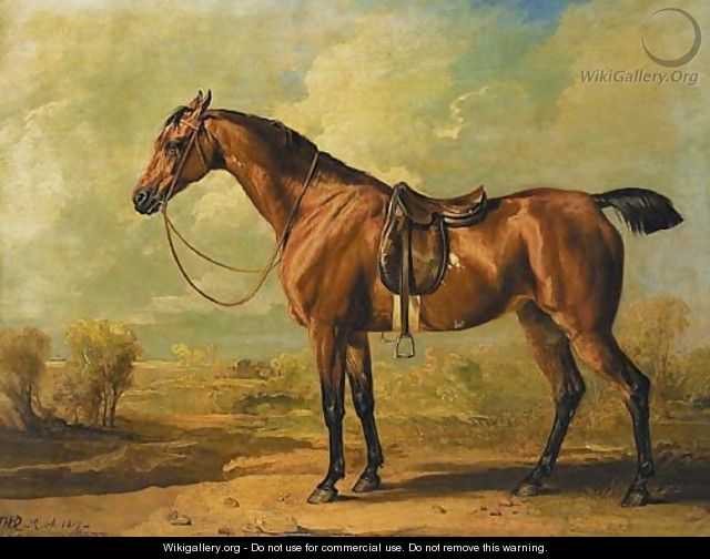 Wasp, a saddled bay hunter, in a landscape - James Ward