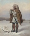 A huntsman in the snow - Russian School