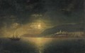 Coastal City with Shipping by Moonlight - Rufin Gavrilovich Sudkovskii