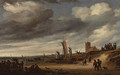 The beach at Egmond-aan-Zee, with figures and boats on the shore - Salomon van Ruysdael