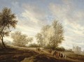 A wooded landscape with the concubine carried by the Levite from Gibeah - Salomon van Ruysdael