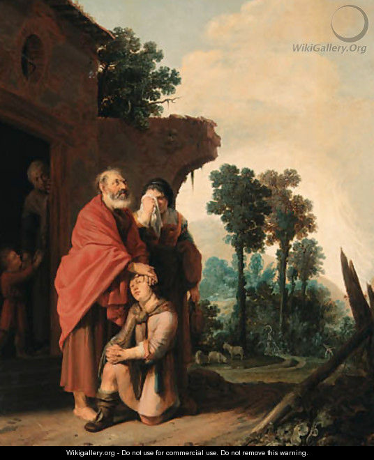 The Banishment of Hagar and Ishmael - Salomon de Bray