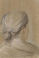 A woman, bust-length, seen from behind en profil perdu - Salvator Rosa