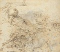 A figure falling from a horse and studies of heads - Salvator Rosa