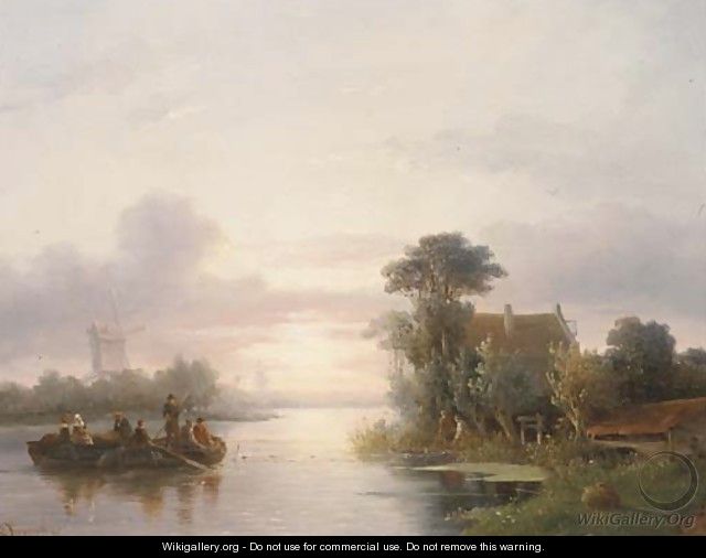 The ferry crossing - Salomon Leonardus Verveer