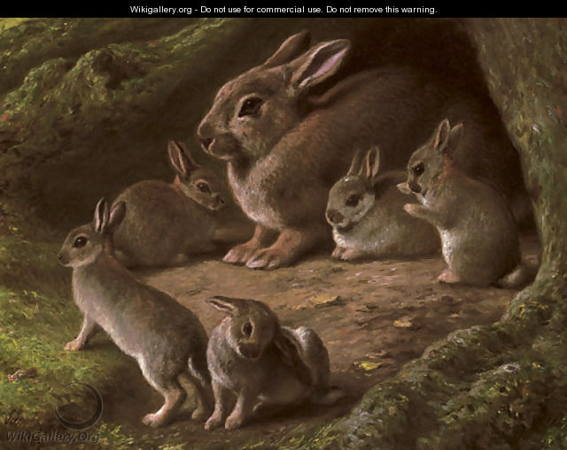 Rabbits in a wood - John Carter