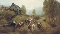 Cattle fording a mill stream - Robert Watson