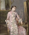 Seated woman in pink - Rogelio De Egusquiza Barrena