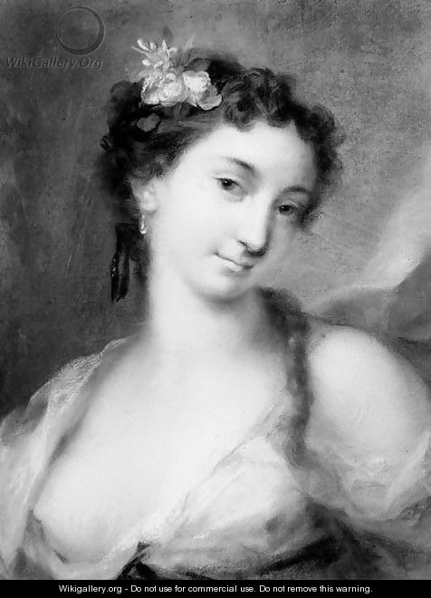 Portrait of a girl, bust-length, in a decolle dress - Rosalba Carriera