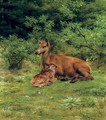 Biche et faon dans un sous-bois (A doe and her fawn in a thicket) - Rosa Bonheur