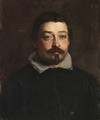 Portrait of a gentleman, bust-length, in a black coat with a white collar - Roman School