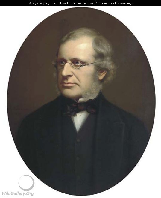 Portrait of a gentleman, quarter-length, in a black jacket and red bow-tie - Rudolf August Wilhelm Lehmann