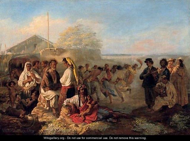 A gypsy encampment - Rudolf Kazimirovich Zhukovskii