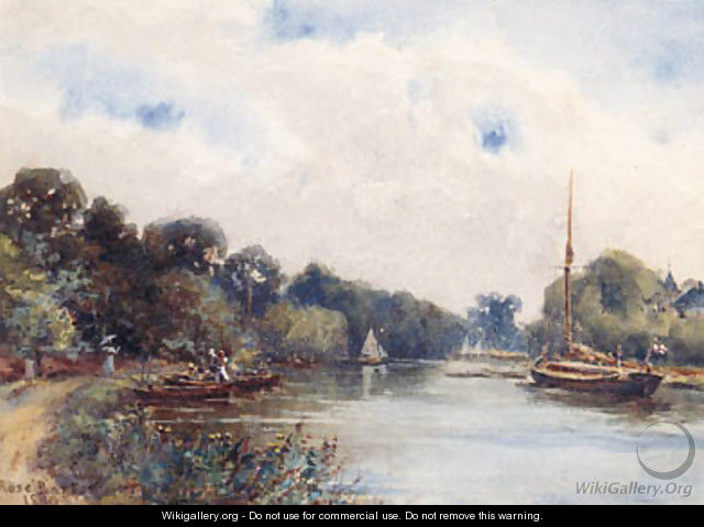 Figures in a Punt on the Thames - Rose Barton
