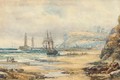 Unloading a beached brig, Whitby - Robert Ernest Roe