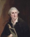 Portrait of David Garrick (1717-1779), half-length, in a black coat and wig, holding an open copy of Macbeth - Robert Edge Pine