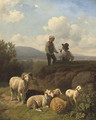 Young shepherds having a smoke - Robert Eberle